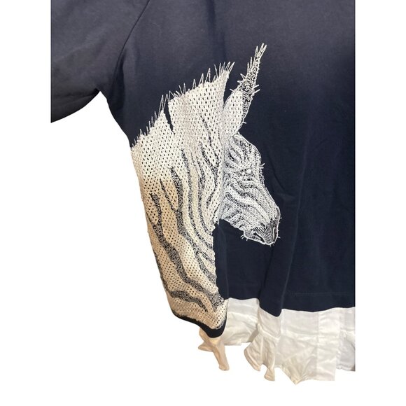 Crown & Ivy Women’s 3X Zebra Graphic Top With Ruffled Hem - Picture 2 of 5